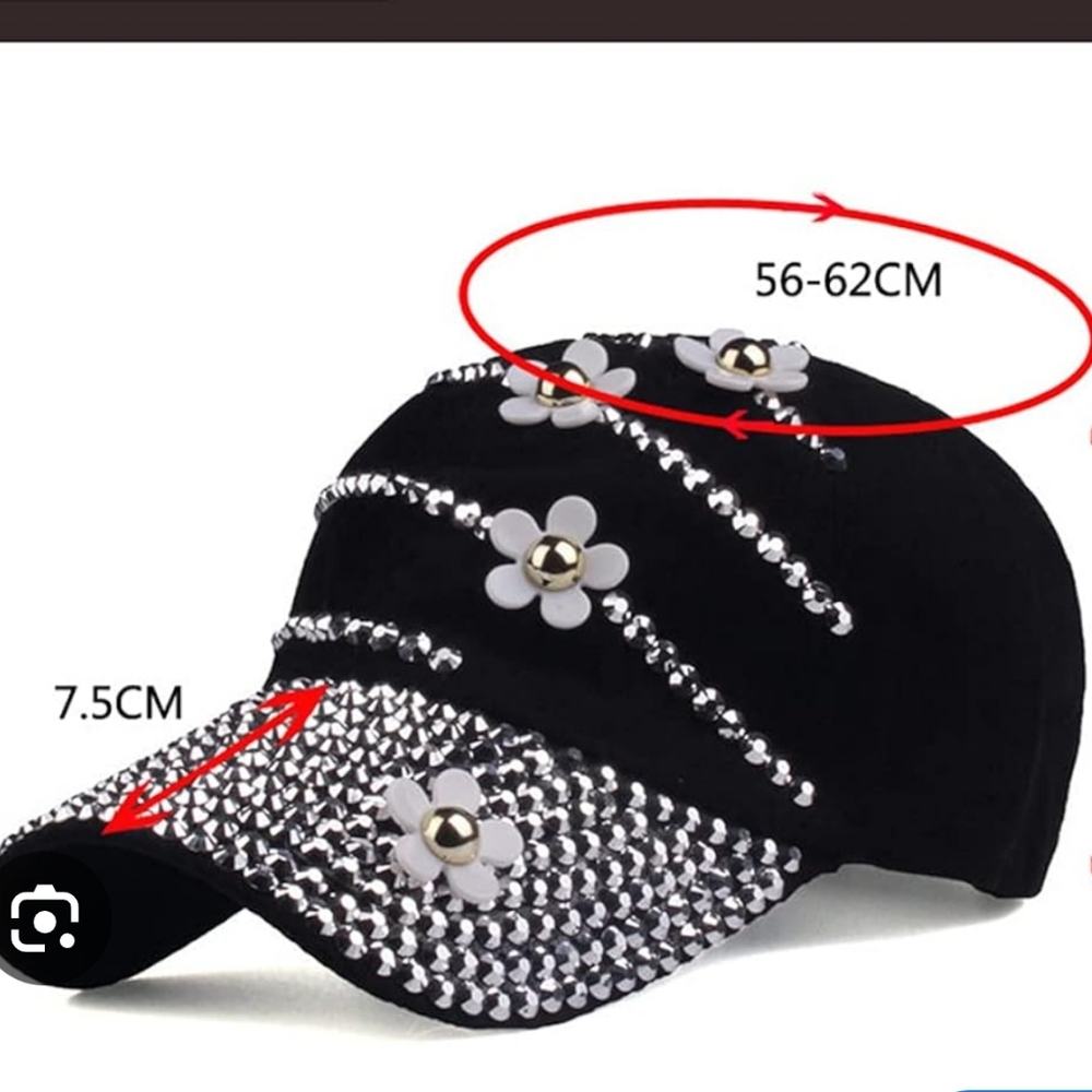 Black and Silver Embellished Cap - Picture 2 of 7